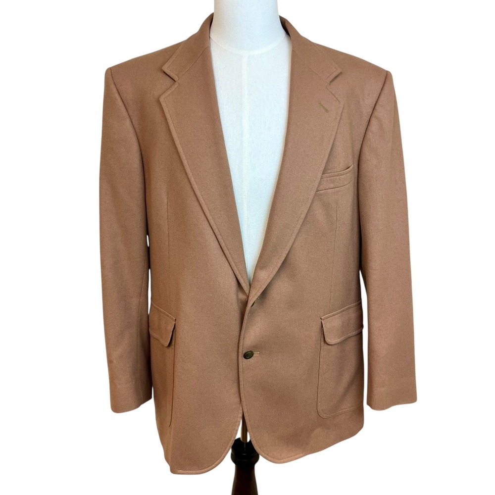 PENDLETON Camel 100% Virgin Wool Blazer Sport Coat Sz 46 Long‎ Classic Vintage